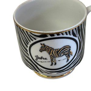 Silver Phoenix Zebra Coffee Mug Cup Gold Pedestal Novelty Handle White Black Gol